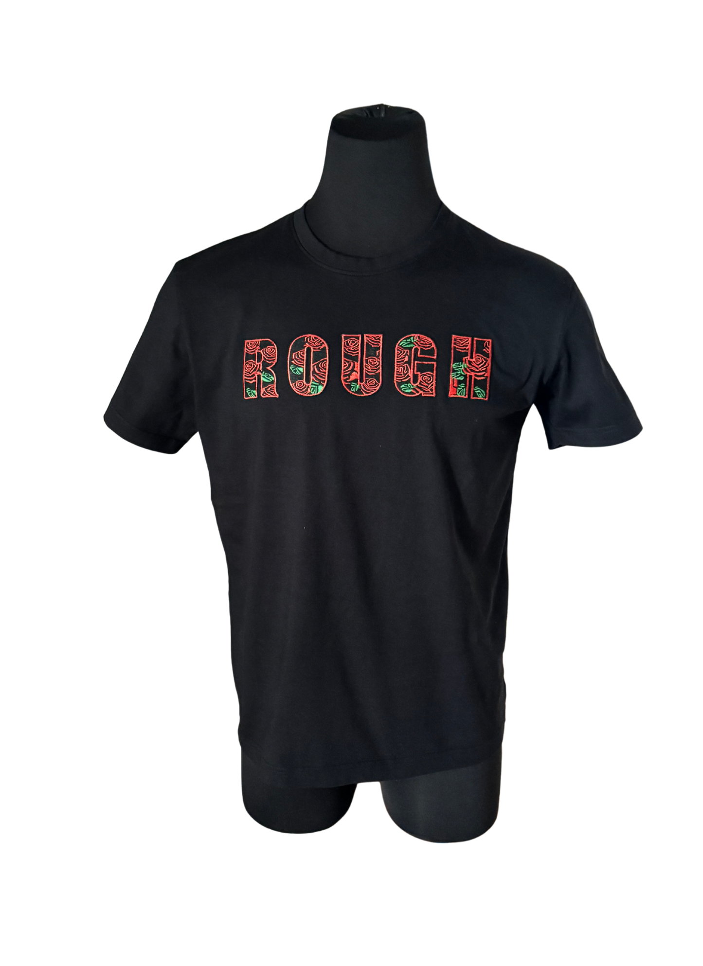 ROUGH Embroidered Tee – Flat Blaq
